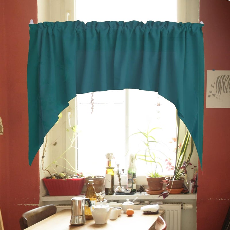 Zen Creative Designs Solid Poplin Swag Window Valance Home Décor Bedroom Nursery Kitchen Window (Dark Teal) - Image 2